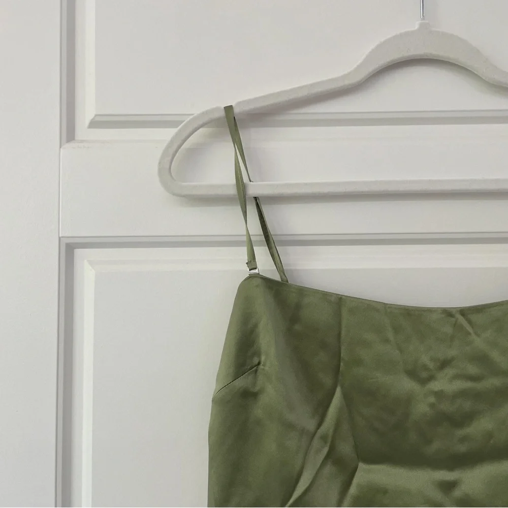NEW Reformation Oaklie Strap Silk Midi Slip Dress Artichoke - Picture 9 of 9